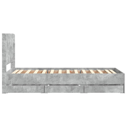 Bed Frame with Storage and Headboard Concrete Grey 90 x 190 cm