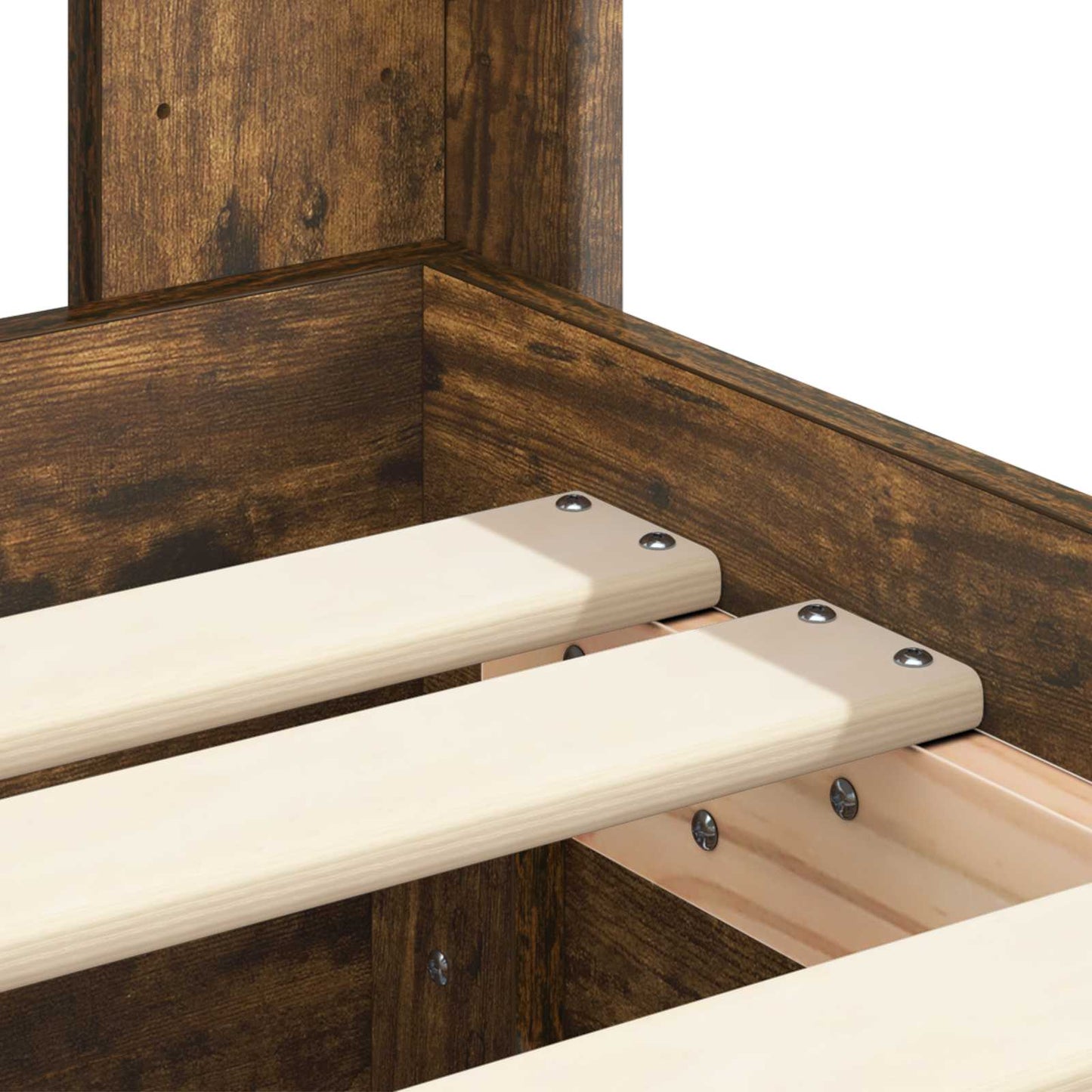 Bed Frame with Storage and Headboard Smoked Oak 90 x 190 cm