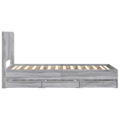 Bed Frame with Storage and Headboard Grey Sonoma 90 x 190 cm