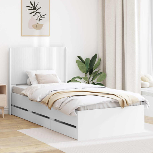 Bed Frame with Storage and Headboard White 75 x 190 cm