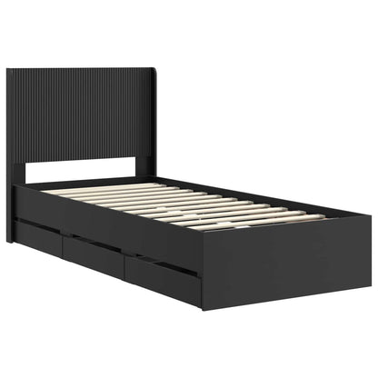 Bed Frame with Storage and Headboard Black 75 x 190 cm