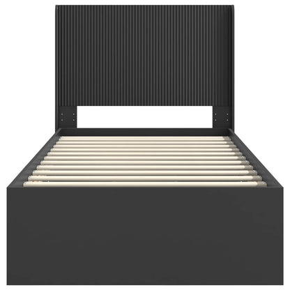 Bed Frame with Storage and Headboard Black 75 x 190 cm