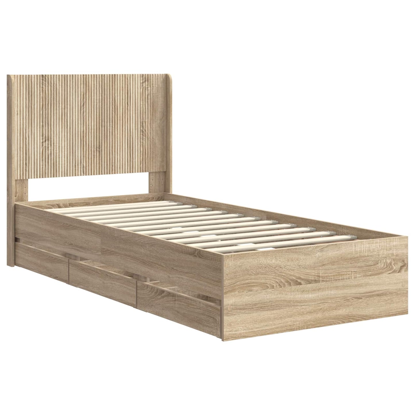 Bed Frame with Storage and Headboard Sonoma Oak 75 x 190 cm
