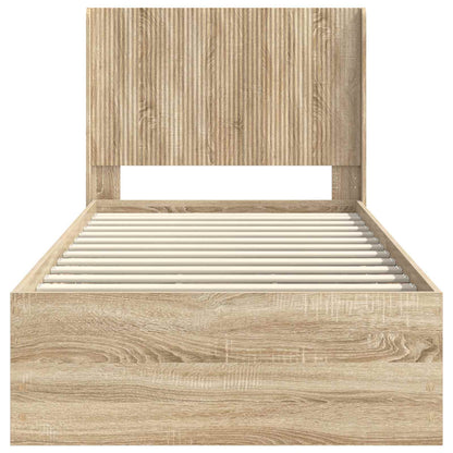 Bed Frame with Storage and Headboard Sonoma Oak 75 x 190 cm