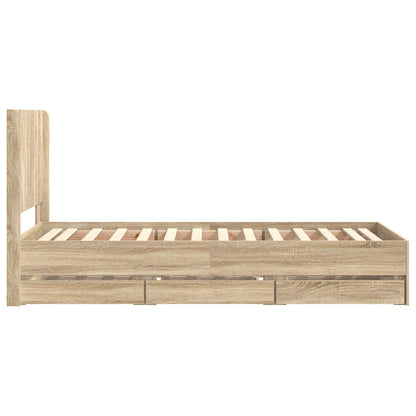 Bed Frame with Storage and Headboard Sonoma Oak 75 x 190 cm