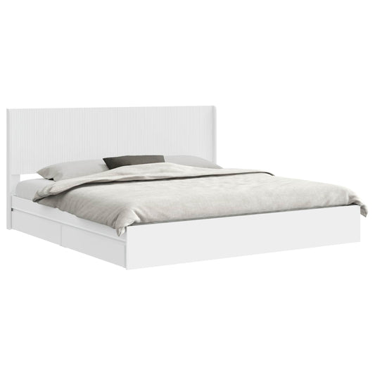 Bed Frame with Storage and Headboard White 180 x 200 cm