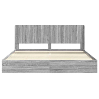 Bed Frame with Storage and Headboard Grey Sonoma 180 x 200 cm