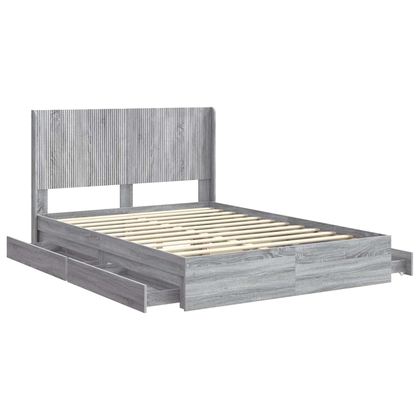 Bed Frame with Storage and Headboard Grey Sonoma 150 x 200 cm
