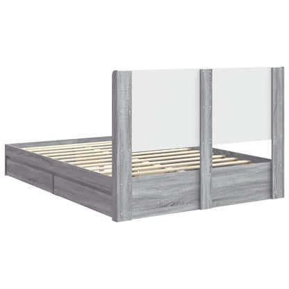 Bed Frame with Storage and Headboard Grey Sonoma 150 x 200 cm