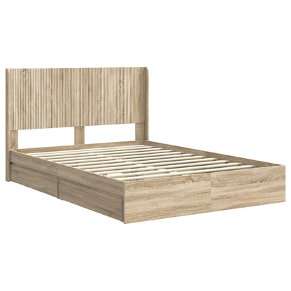 Bed Frame with Storage and Headboard 2 pcs Engineered Wood