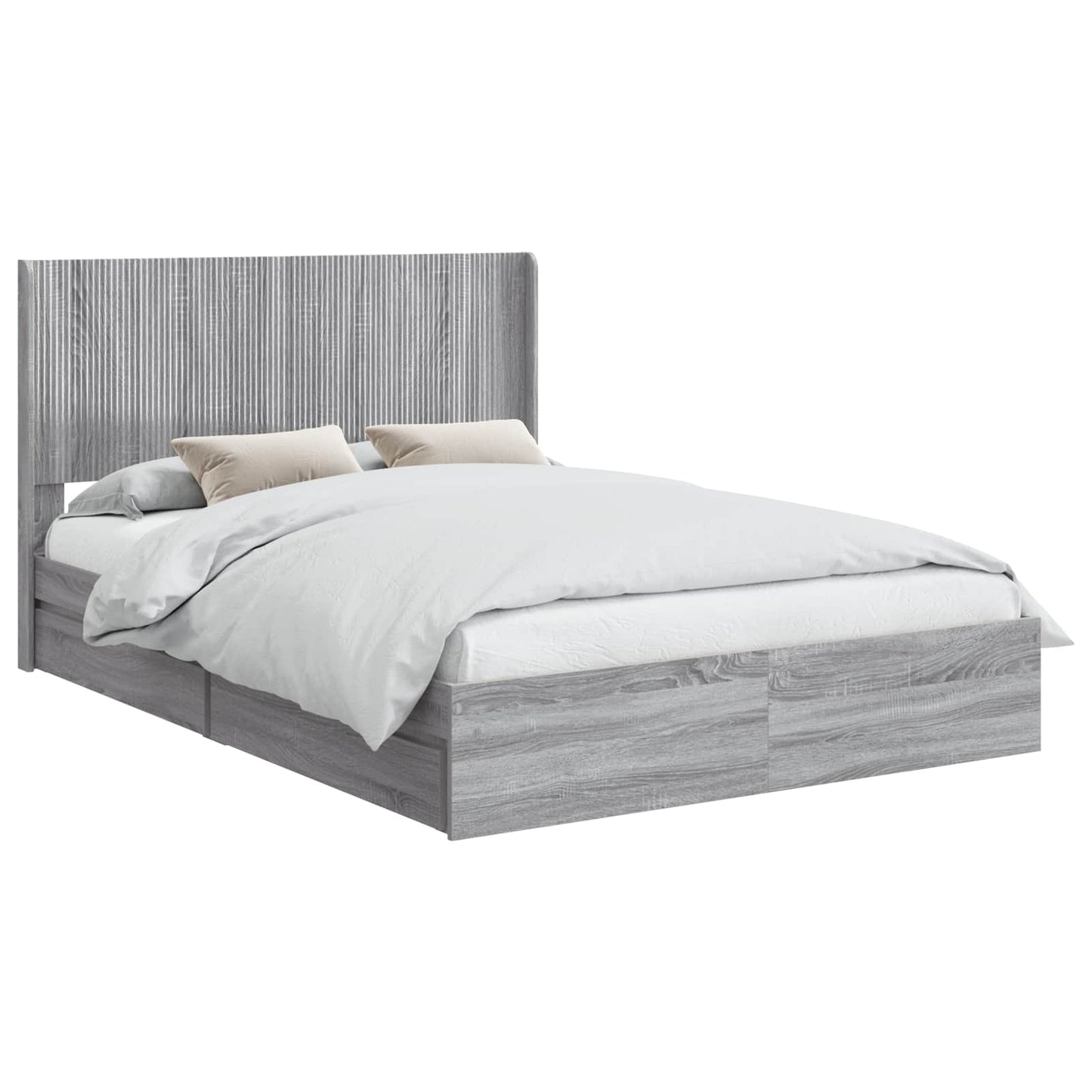 Bed Frame with Storage and Headboard Grey Sonoma 140 x 200 cm