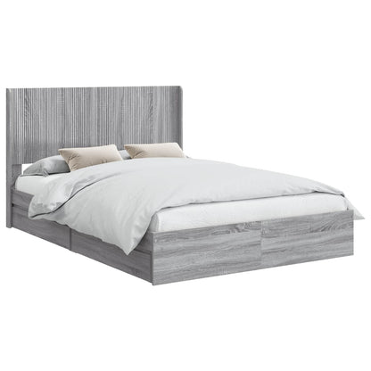 Bed Frame with Storage and Headboard Grey Sonoma 140 x 200 cm