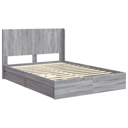 Bed Frame with Storage and Headboard Grey Sonoma 140 x 200 cm