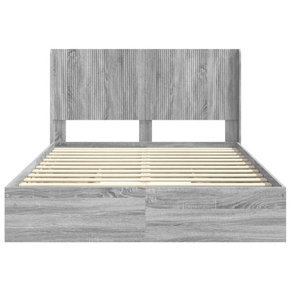Bed Frame with Storage and Headboard Grey Sonoma 140 x 200 cm
