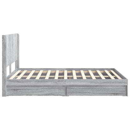 Bed Frame with Storage and Headboard Grey Sonoma 140 x 200 cm