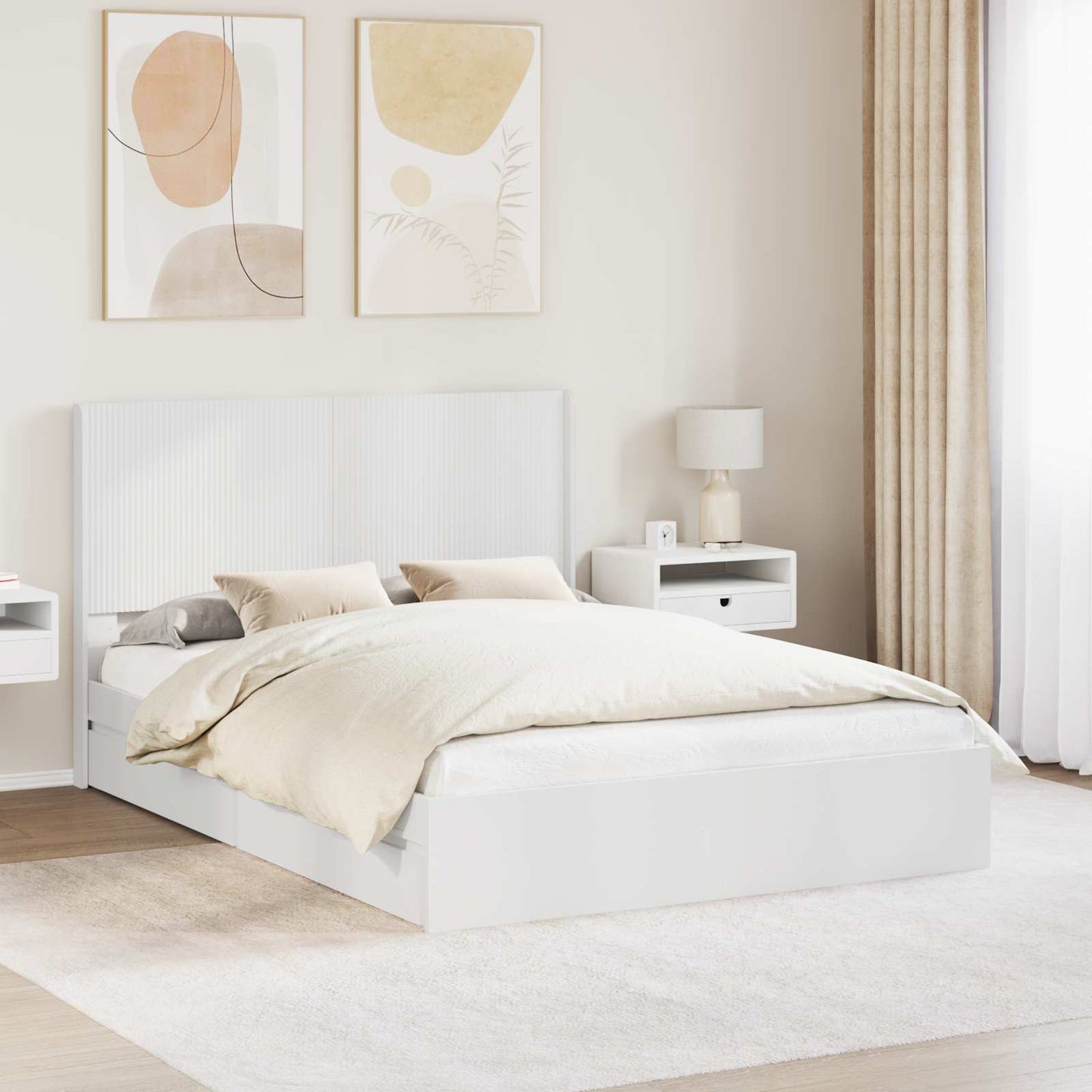 Bed Frame with Storage and Headboard 2 pcs Engineered Wood