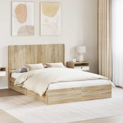 Bed Frame with Storage and Headboard 2 pcs Engineered Wood