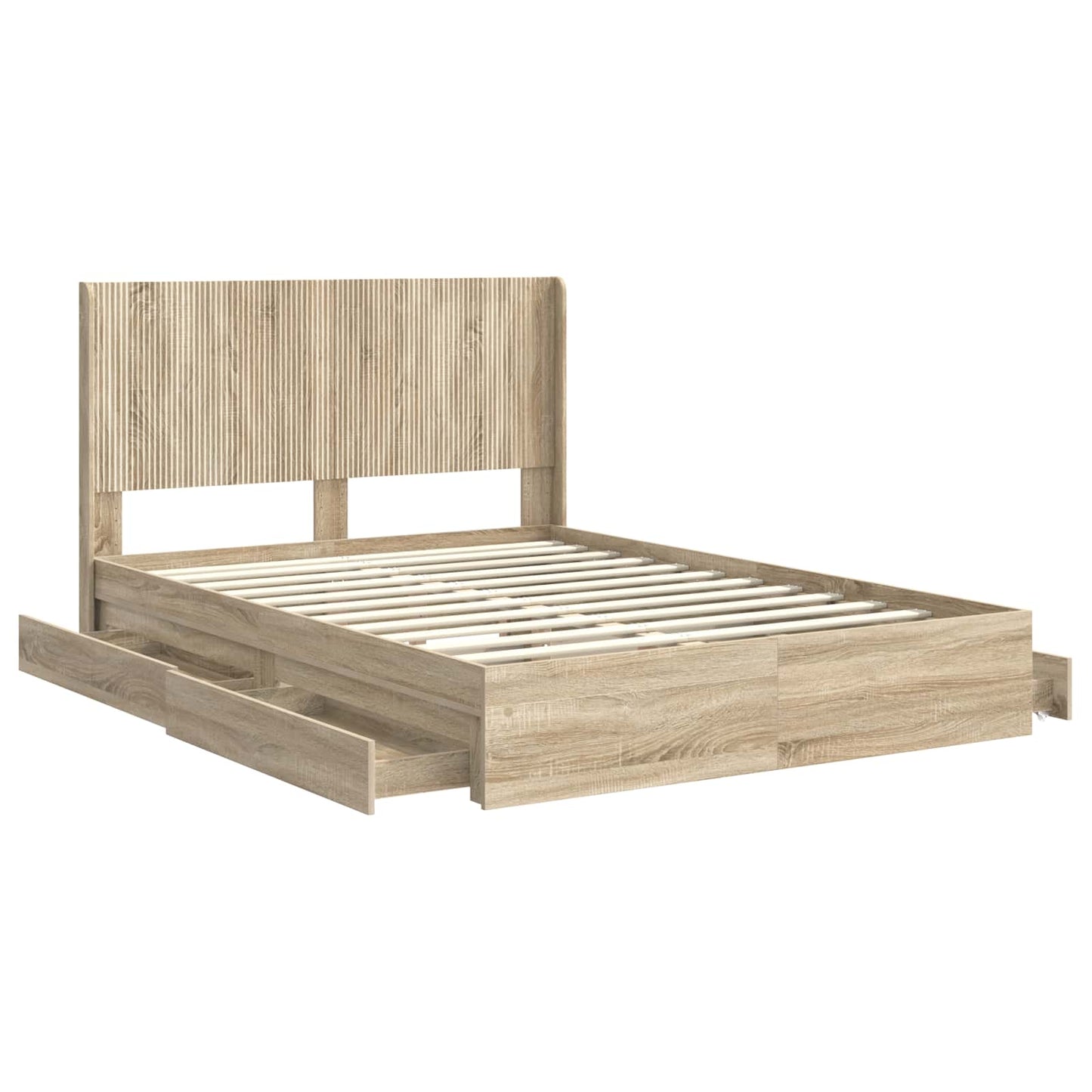 Bed Frame with Storage and Headboard 2 pcs Engineered Wood