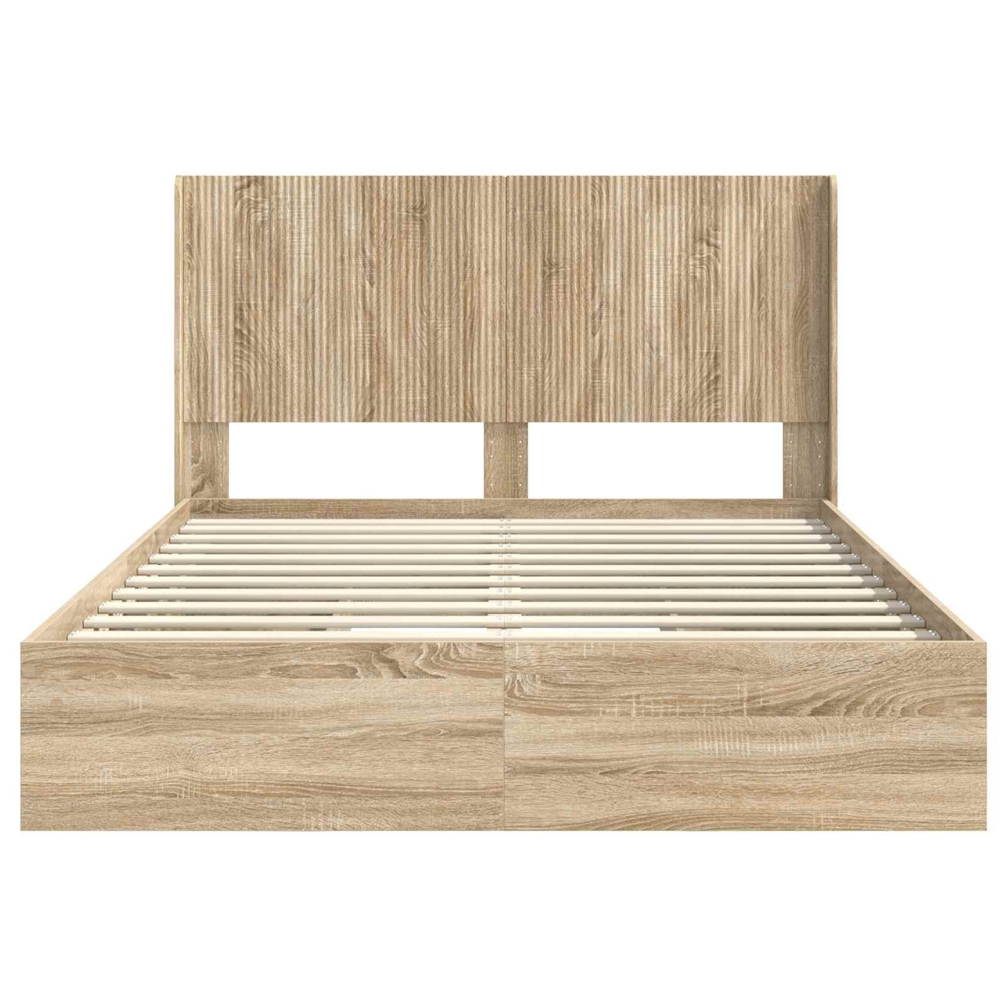 Bed Frame with Storage and Headboard 2 pcs Engineered Wood