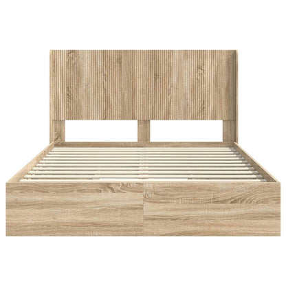 Bed Frame with Storage and Headboard 2 pcs Engineered Wood
