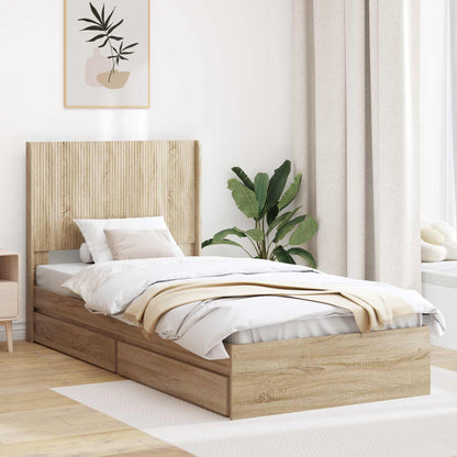 Bed Frame with Storage and Headboard Sonoma Oak 100 x 200 cm