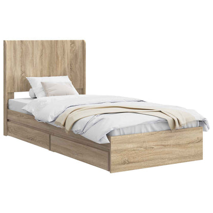 Bed Frame with Storage and Headboard Sonoma Oak 100 x 200 cm