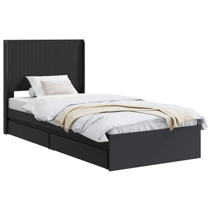Bed Frame with Storage and Headboard Black 90 x 190 cm