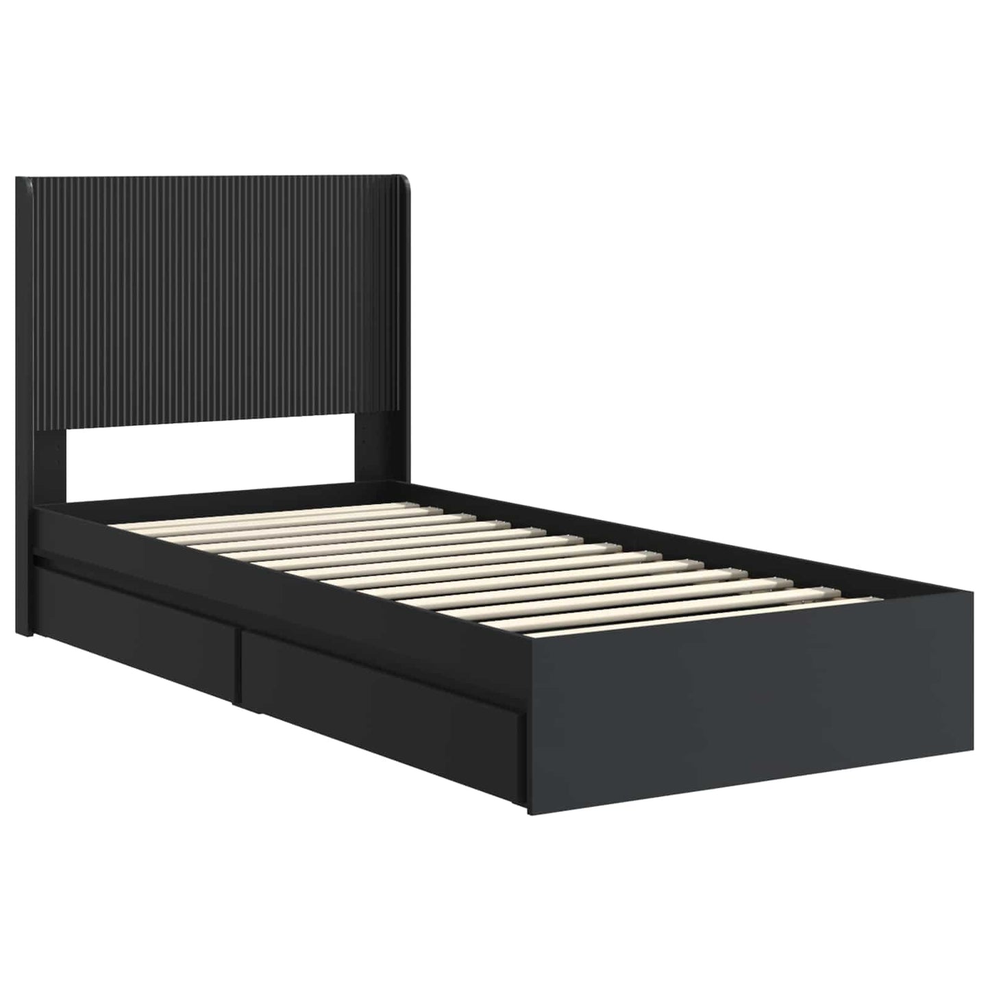 Bed Frame with Storage and Headboard Black 90 x 190 cm