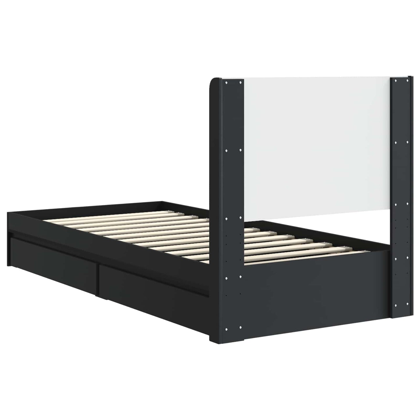 Bed Frame with Storage and Headboard Black 90 x 190 cm