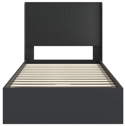 Bed Frame with Storage and Headboard Black 90 x 190 cm