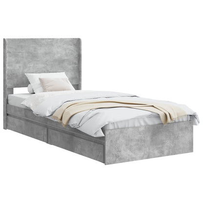 Bed Frame with Storage and Headboard Concrete Grey 90 x 190 cm