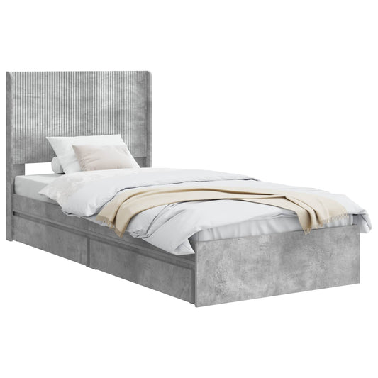 Bed Frame with Storage and Headboard Concrete Grey 90 x 190 cm