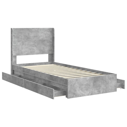 Bed Frame with Storage and Headboard Concrete Grey 90 x 190 cm