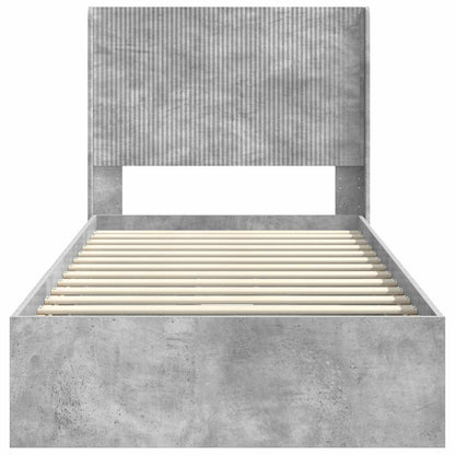 Bed Frame with Storage and Headboard Concrete Grey 90 x 190 cm