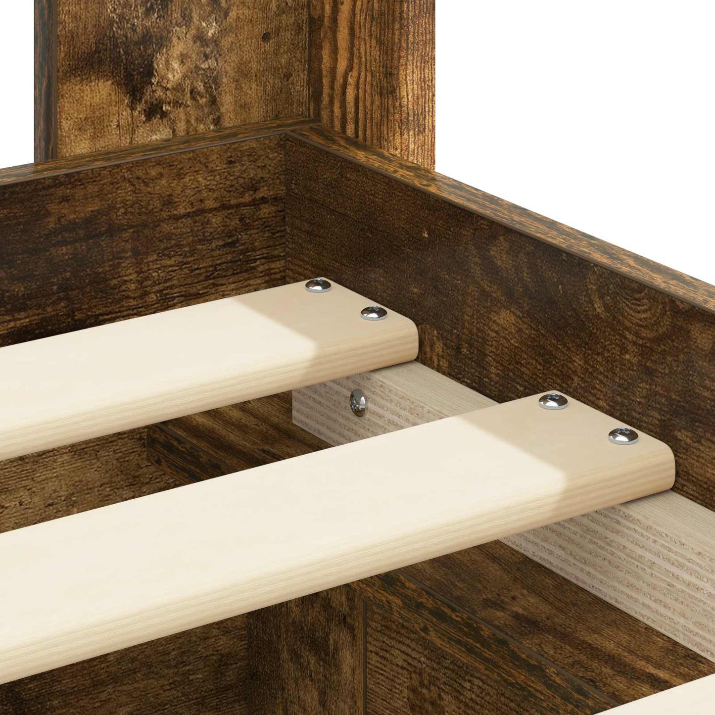 Bed Frame with Storage and Headboard Smoked Oak 90 x 190 cm
