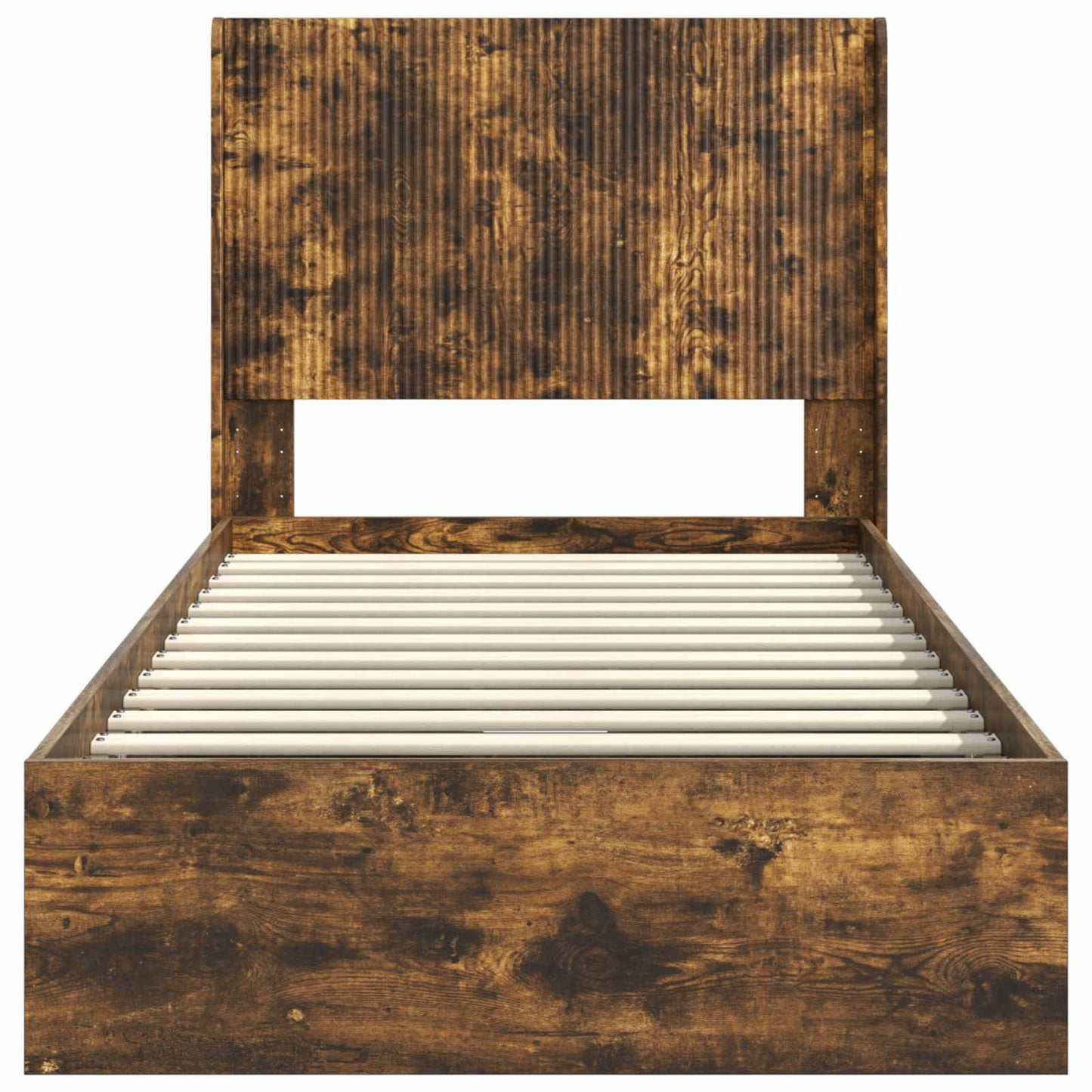 Bed Frame with Storage and Headboard Smoked Oak 90 x 190 cm