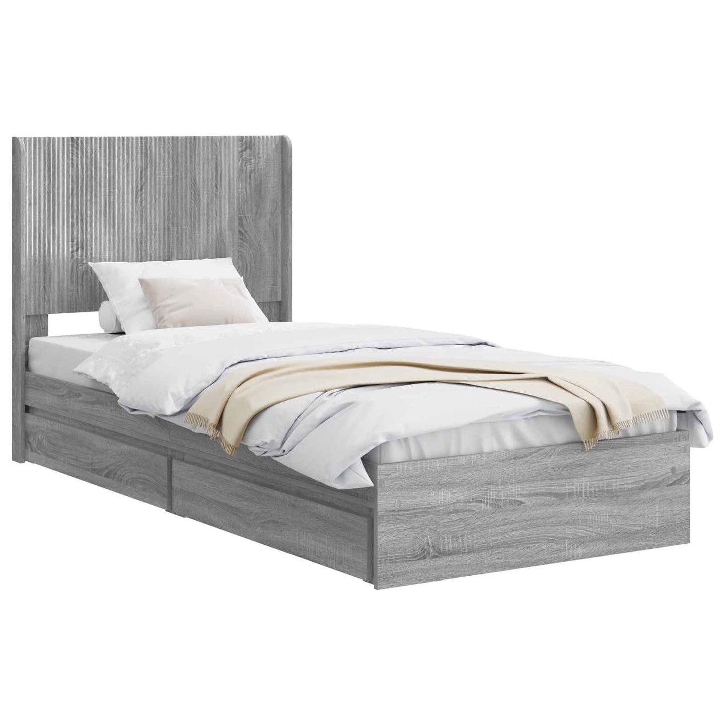Bed Frame with Storage and Headboard 2 pcs Engineered Wood