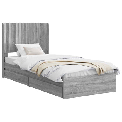 Bed Frame with Storage and Headboard 2 pcs Engineered Wood