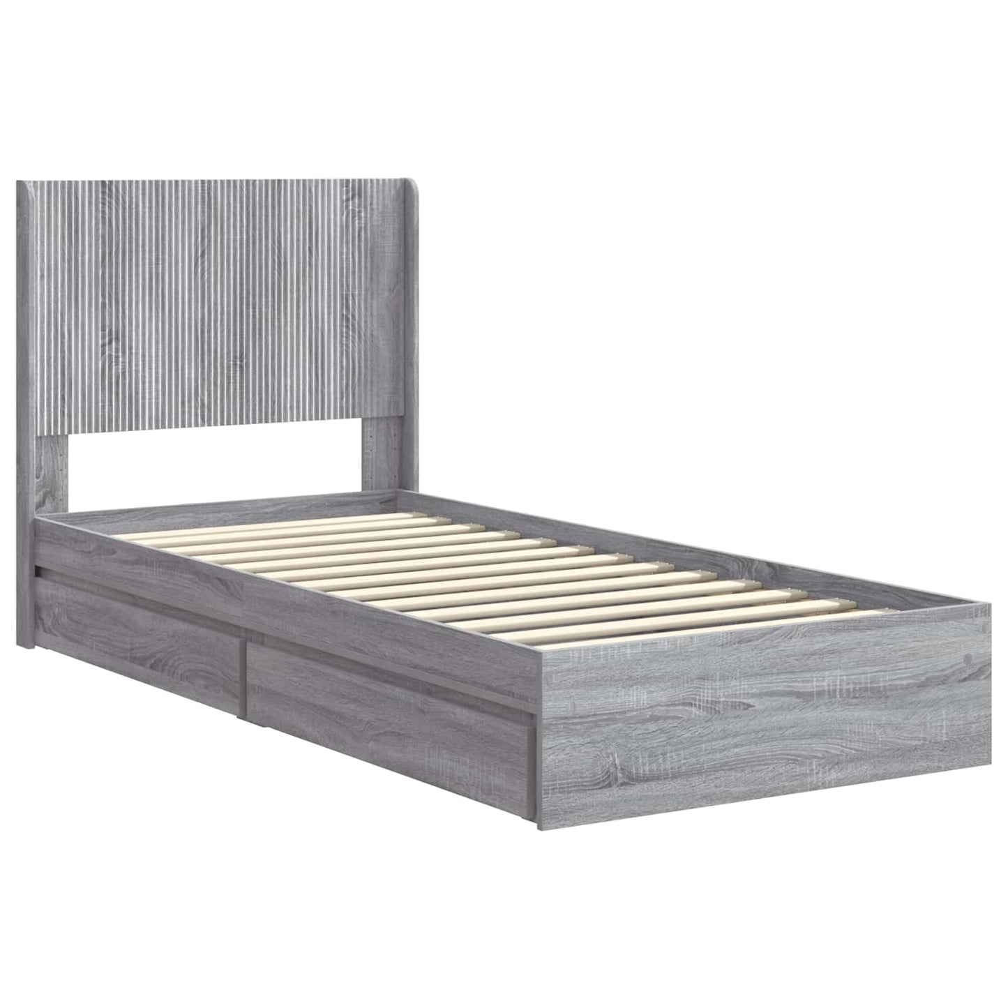 Bed Frame with Storage and Headboard 2 pcs Engineered Wood