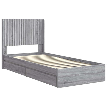 Bed Frame with Storage and Headboard 2 pcs Engineered Wood