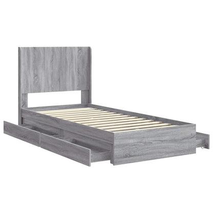 Bed Frame with Storage and Headboard 2 pcs Engineered Wood