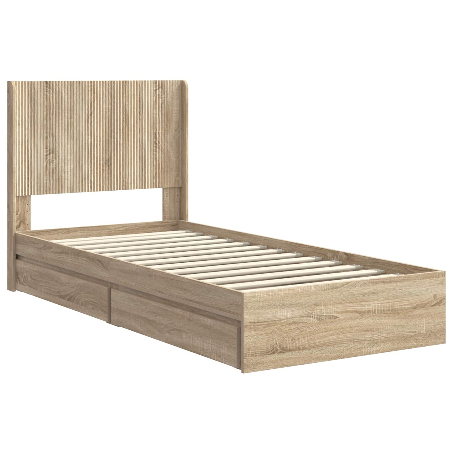 Bed Frame with Storage and Headboard Sonoma Oak 75 x 190 cm