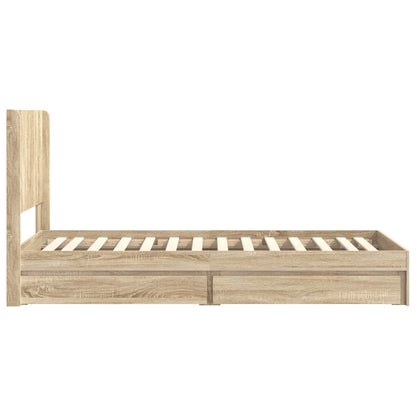 Bed Frame with Storage and Headboard Sonoma Oak 75 x 190 cm
