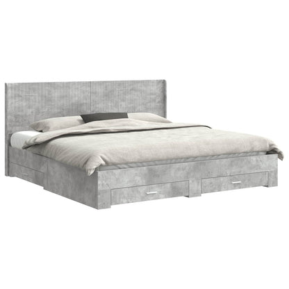 Bed Frame with Storage and Headboard Concrete Grey