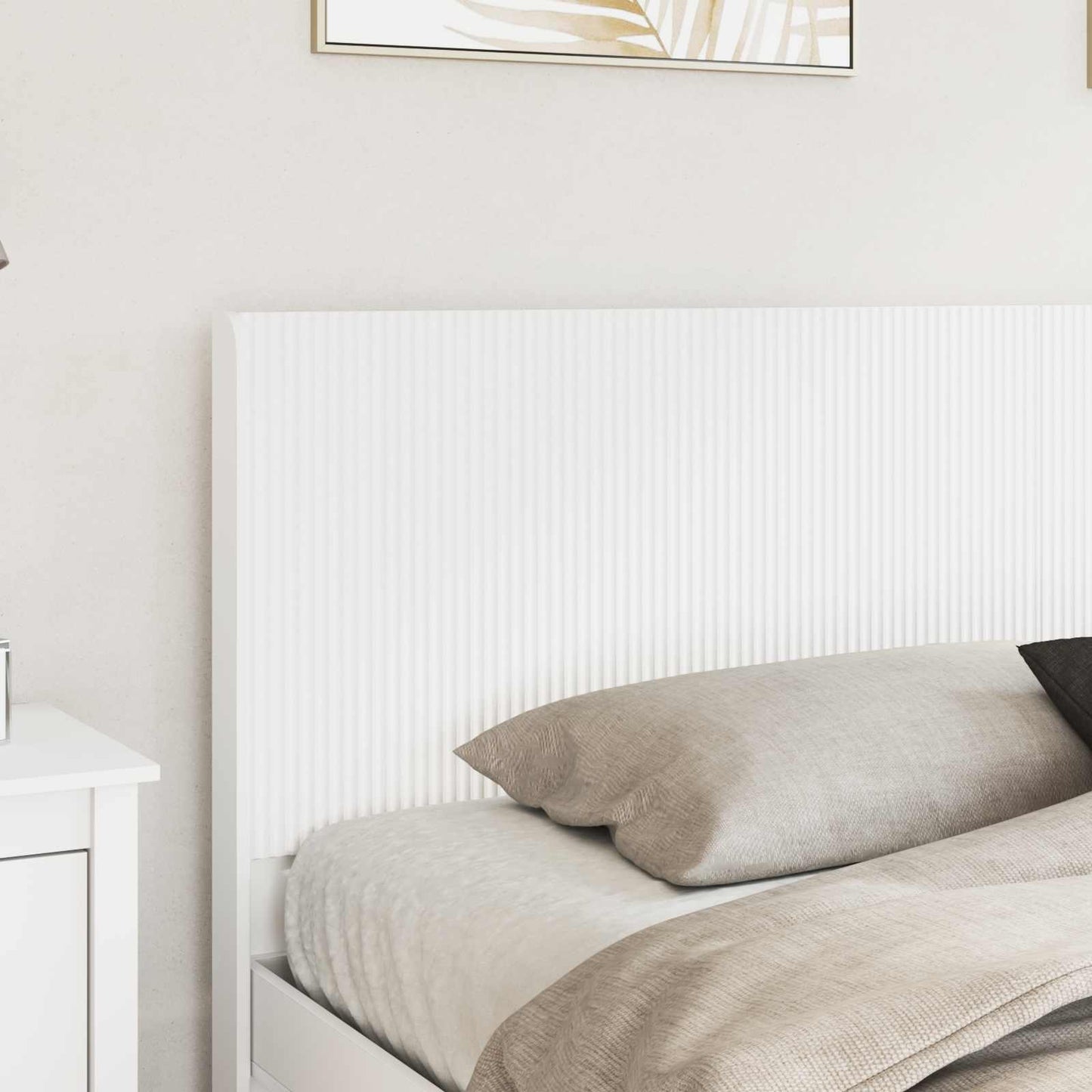 Bed Frame with Storage and Headboard White Engineered Wood