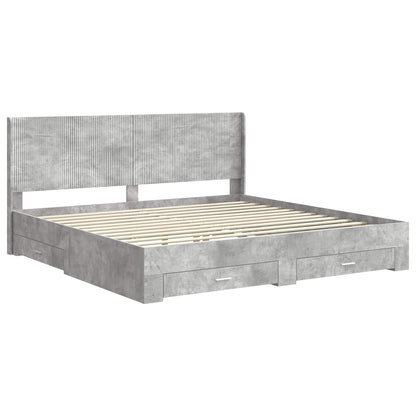 Bed Frame with Storage and Headboard Concrete Grey