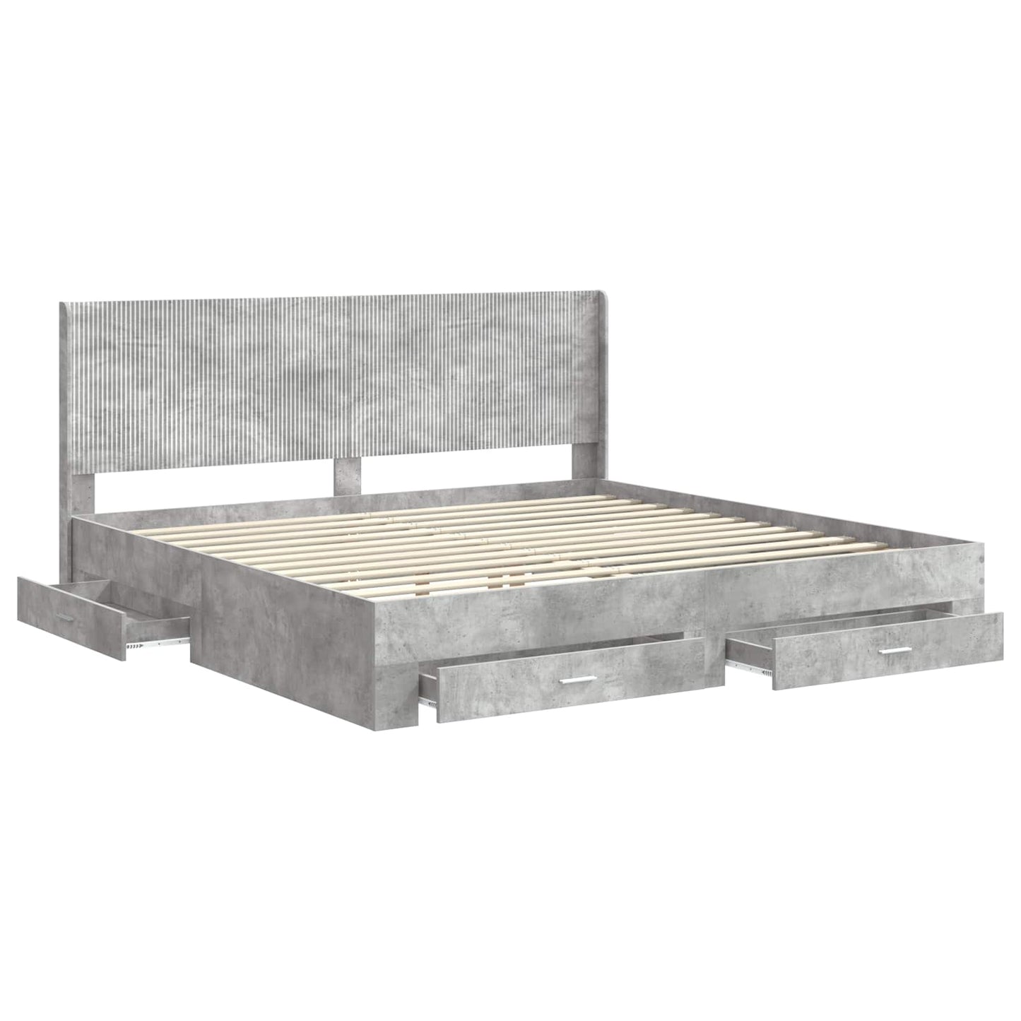 Bed Frame with Storage and Headboard Concrete Grey