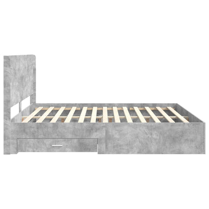 Bed Frame with Storage and Headboard Concrete Grey