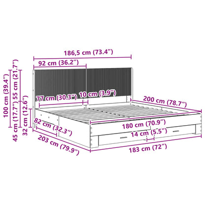 Bed Frame with Storage and Headboard Concrete Grey