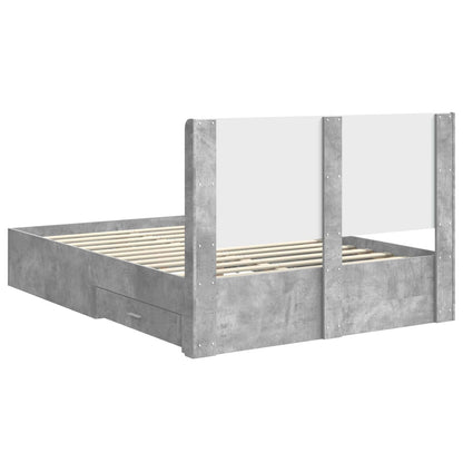 Bed Frame with Storage and Headboard Concrete Grey